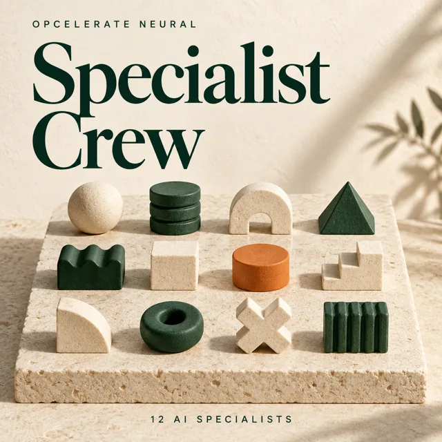 Opcelerate Neural Specialist Crew (12 bots) product cover: 12 ai specialists
