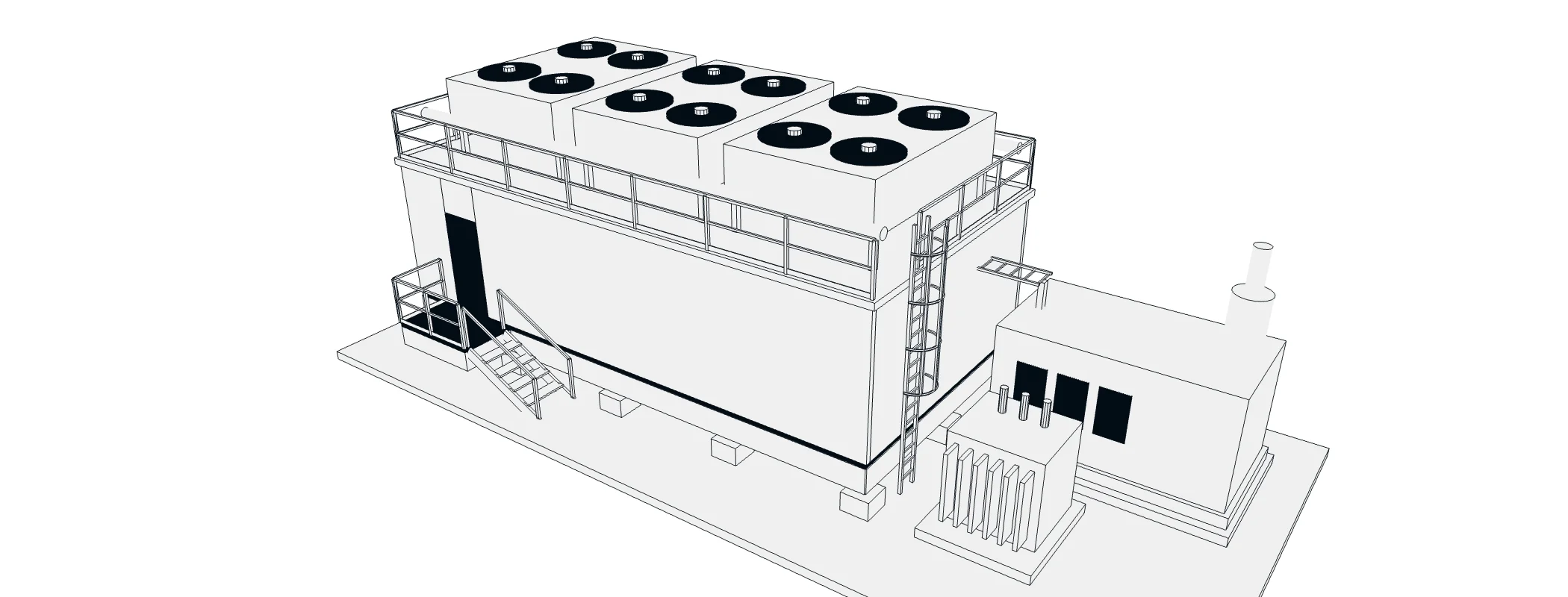Isometric drawing view of the data centre module.