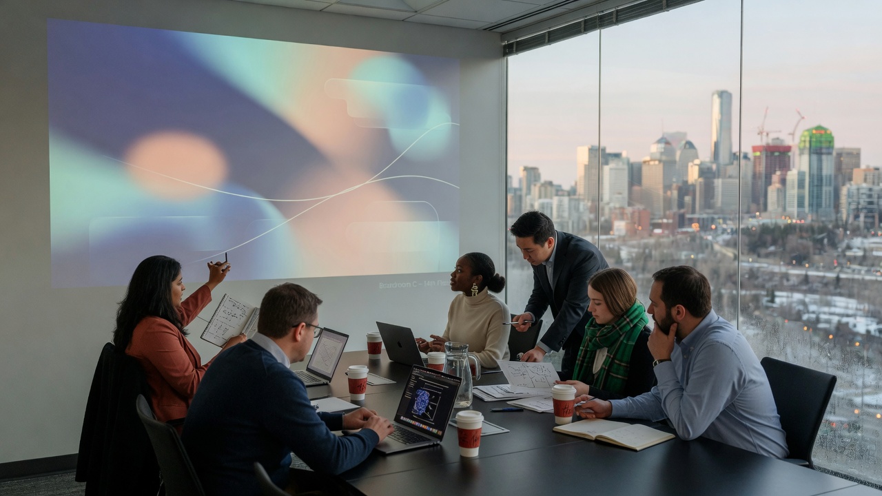 Corporate AI workshop for an Alberta team in a modern boardroom