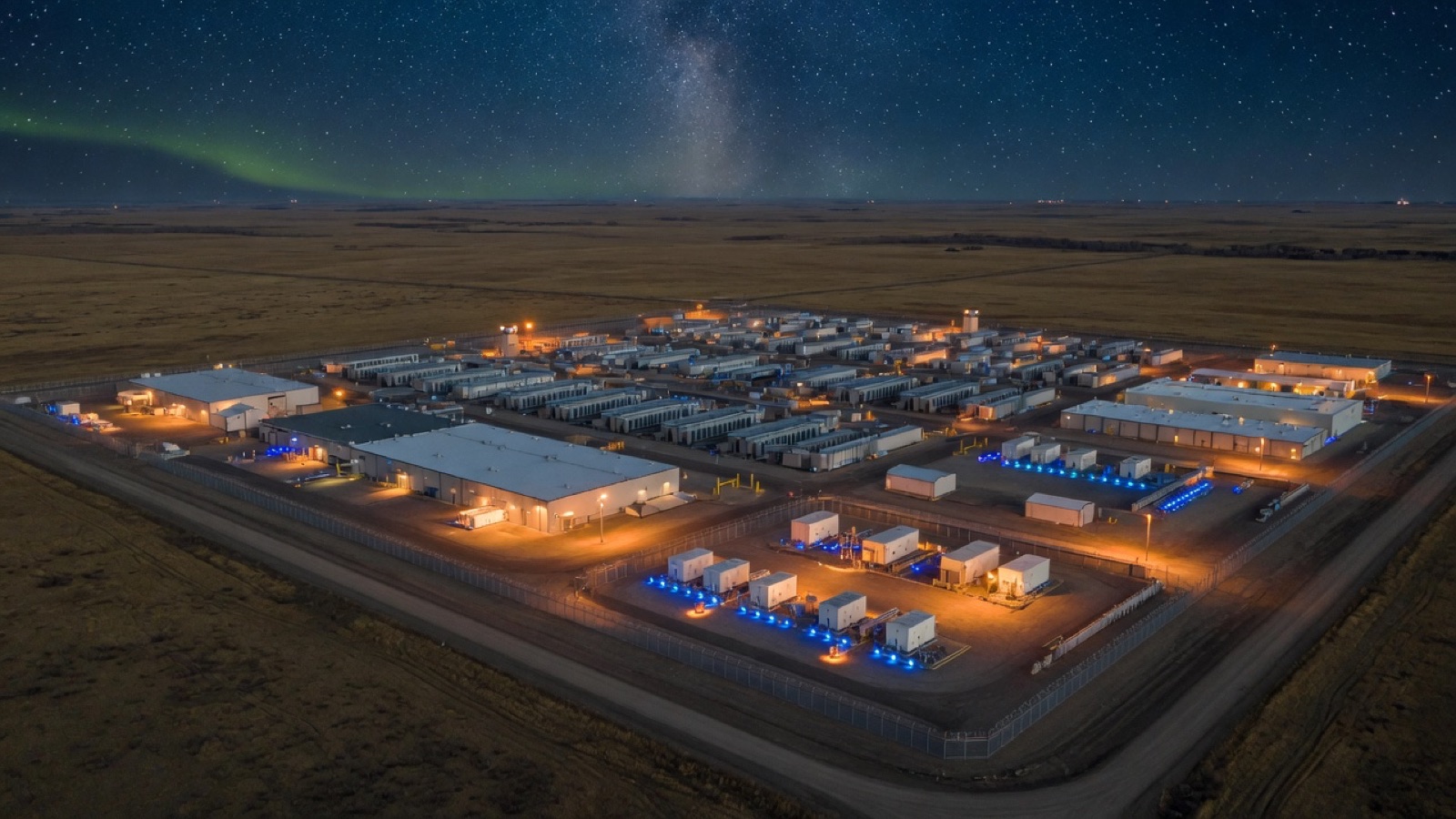 Nighttime Alberta data campus — skeptical questions deserve clear answers