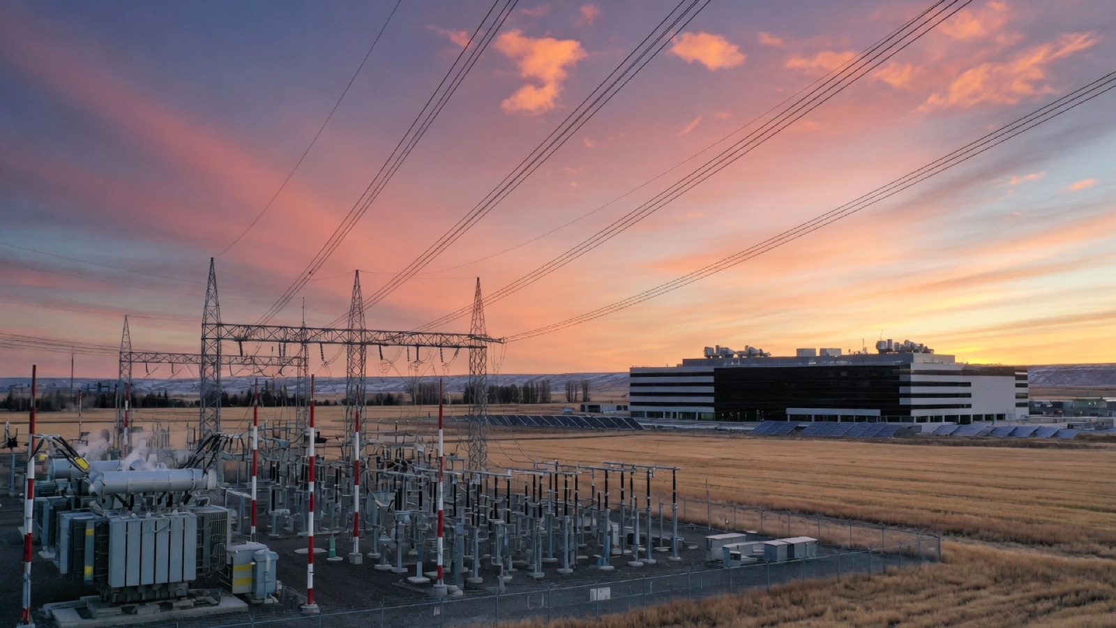 Alberta power lines and substation leading to planned digital infrastructure